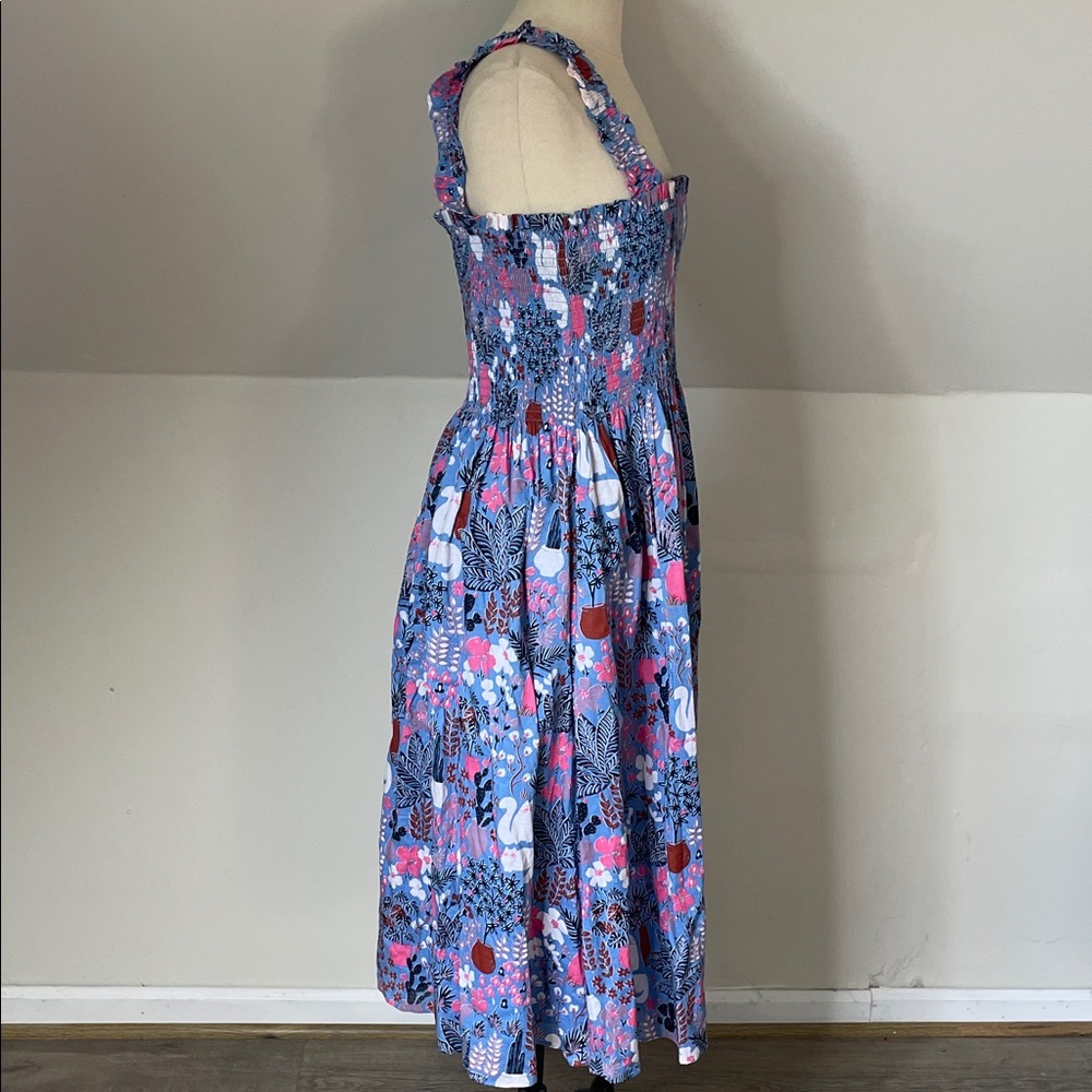 Kate Spade Blue and Pink Floral Midi Dress Size Large - Picture 2 of 8
